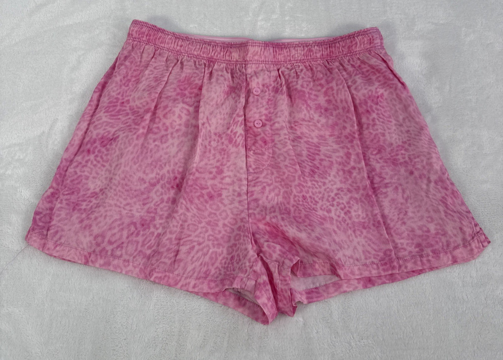 Victoria's Secret Pink Collection Satin Boxer Shorts XXS Pink Animal Print Chrty